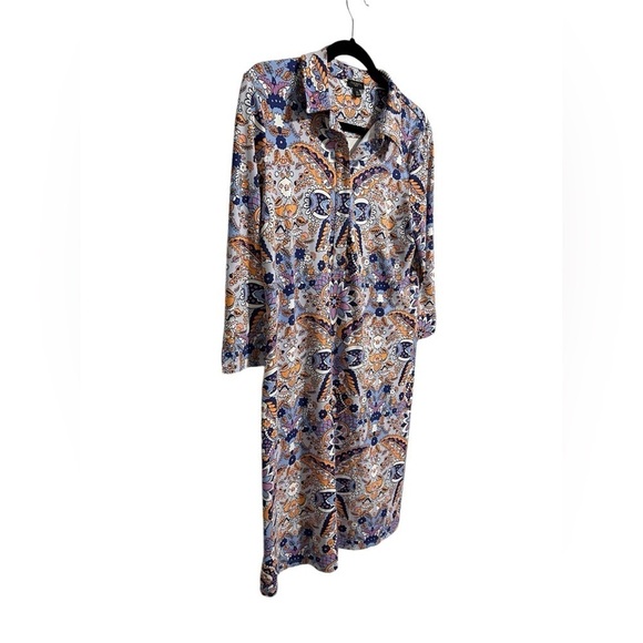 Talbots Catalina Cloth Floral Paisley Print Dress Size Medium Blue Orange Preppy - Picture 4 of 10